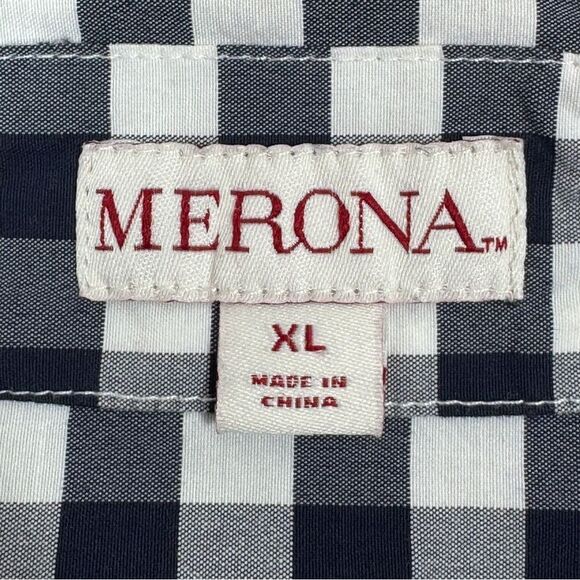 Merona Gingham Check Full Zip Windbreaker Jacket Blue White XL Cottagecore - Picture 11 of 15